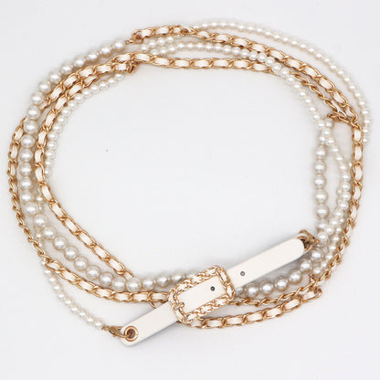 Pearl Chain, Drawstring Waist Chain, Women's Dress Accessories