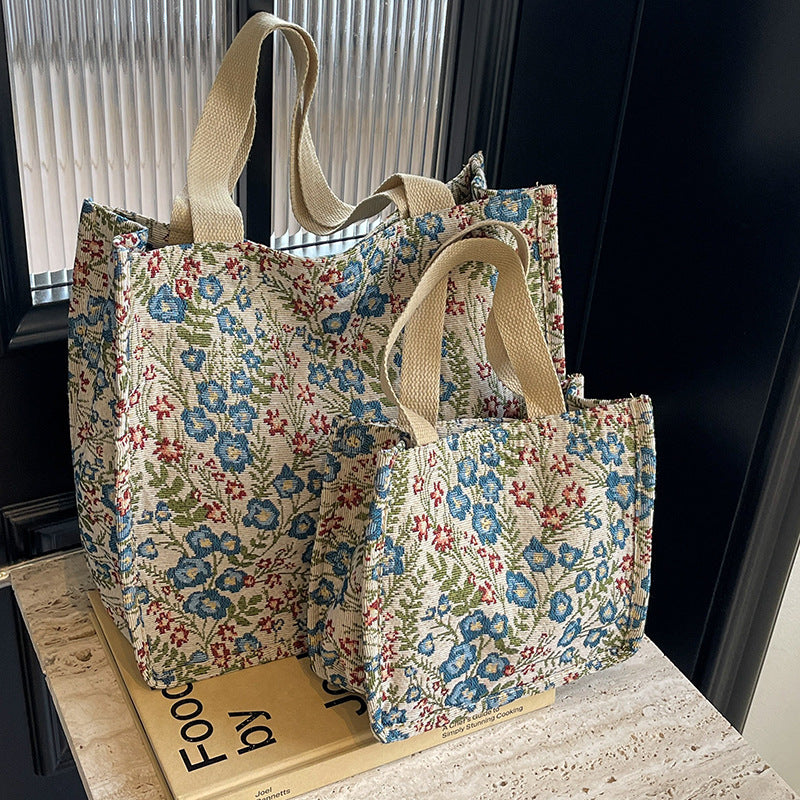 Flowers Canvas Handbag Fashion Large Capacity Shoulder Bags For Women