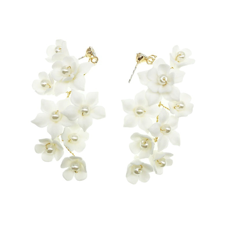 Women's Fashion Ceramic Flower Ear Clip Earrings