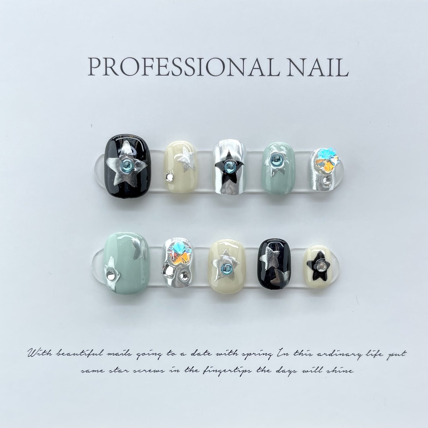 Nail Blue Contrast Color Finished Nail Beauty Nail Patch