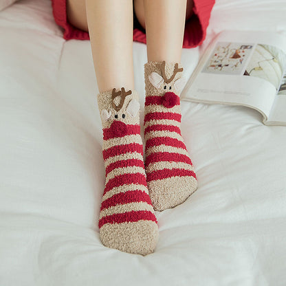 Cute Plush Warm Coral Fleece Sleep Socks
