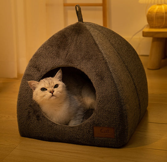 Triangle Cat Nest Closed Warm Thickened Pet Bed