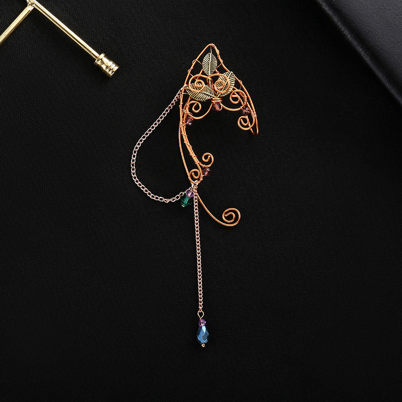 Long Tassel Non-piercing Ear Clip Elf Earrings Ear Hanging Women