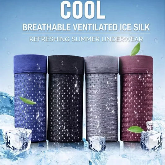 Men S Ice Silk Mesh Boxer Briefs  Breathable Ventilated Micro Mesh Underwear Lightweight Cooling Summer Trunks For Men