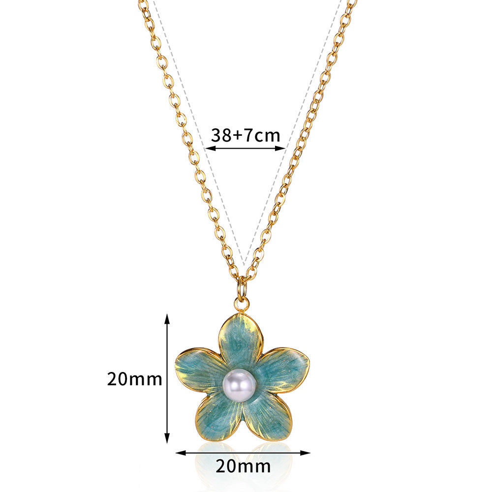 Colorful Oil Necklace Flower Pendant Necklace For Women