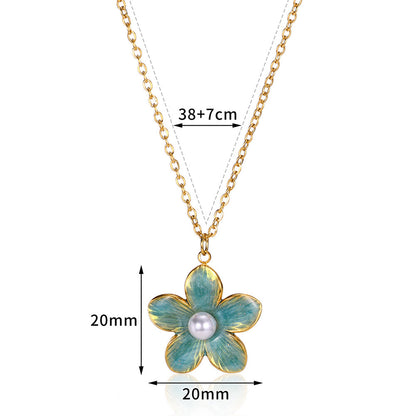 Colorful Oil Necklace Flower Pendant Necklace For Women