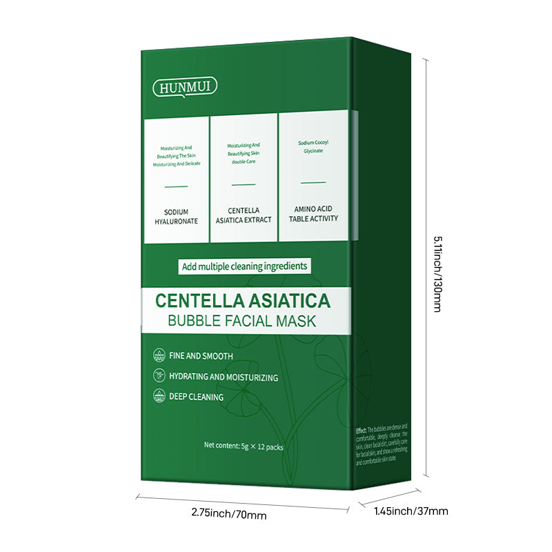 HUNMUI Centella Asiatica Bubble Face Mask 4gx12 Packs