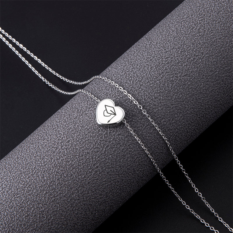 New Dr. Cap Heart Double Anklet Silver Stainless Steel Anklet