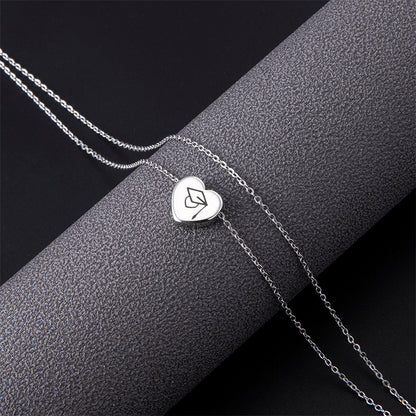 New Dr. Cap Heart Double Anklet Silver Stainless Steel Anklet