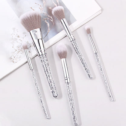 New 5 Diamond Handle Makeup Brush Set Soft Fur Face Powder Repair Eyeshadow Brush Exquisite Portable Makeup Tools