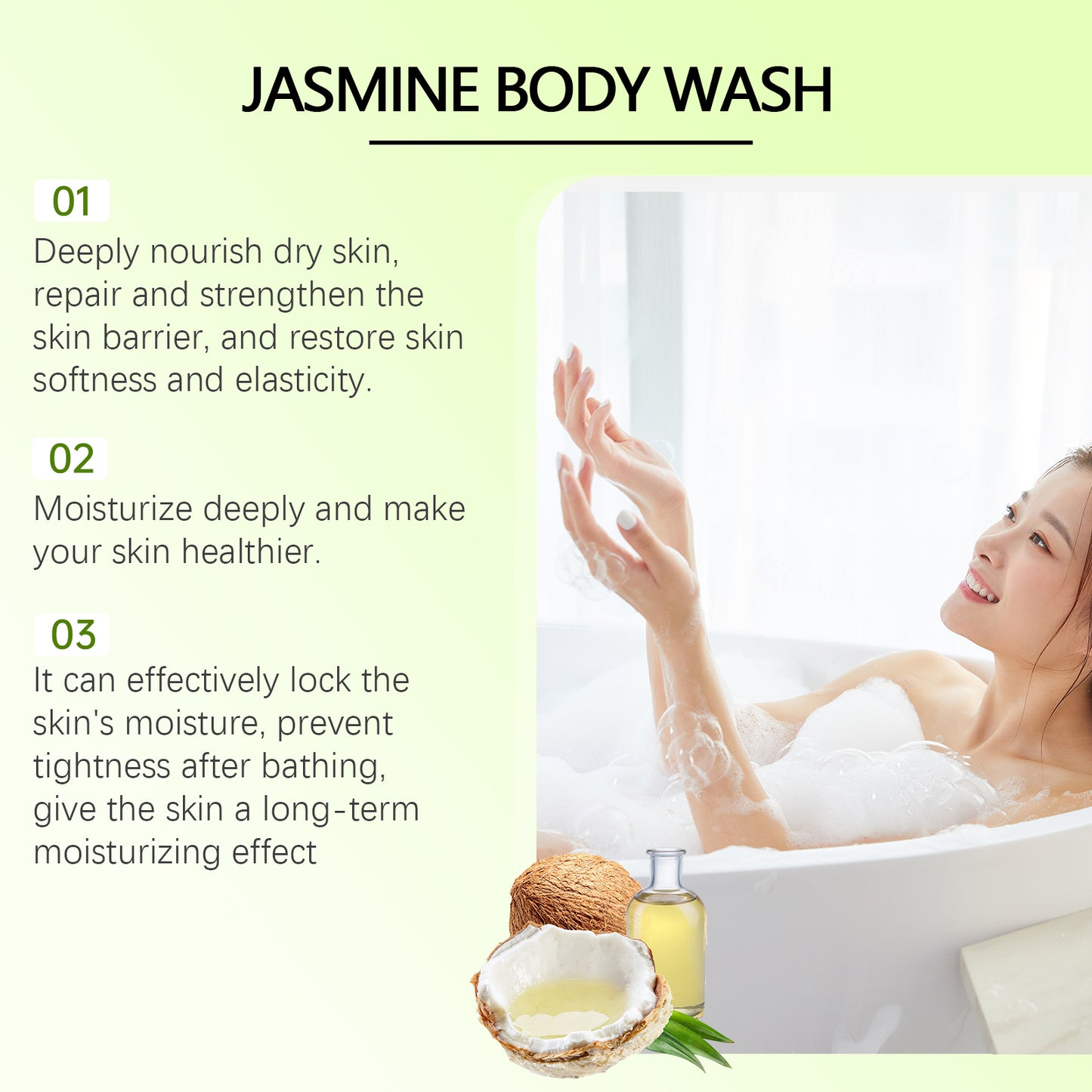 EELHOE  Jasmine Moisturizing Body Wash, Gentle, Clean, Smooth, Moisturizing And Fragrant Body Wash