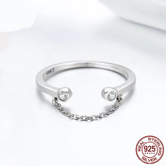 Sterling Silver Ring Chain Ring