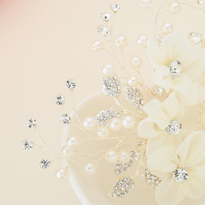 Bridal Wedding Tiara Pearl Rhinestone Hair Comb