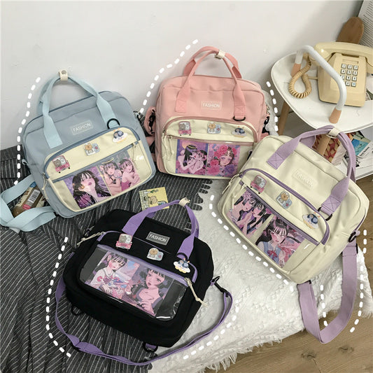 College Style Messenger Bag Dark School Girl Student In Tooling