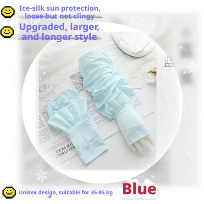 Sunscreen Ice Silk Sleeves-White-1 Pair-Bag