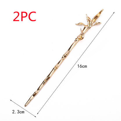 Chinese Bamboo Hairpin Alloy Electroplating Straight Hairpin
