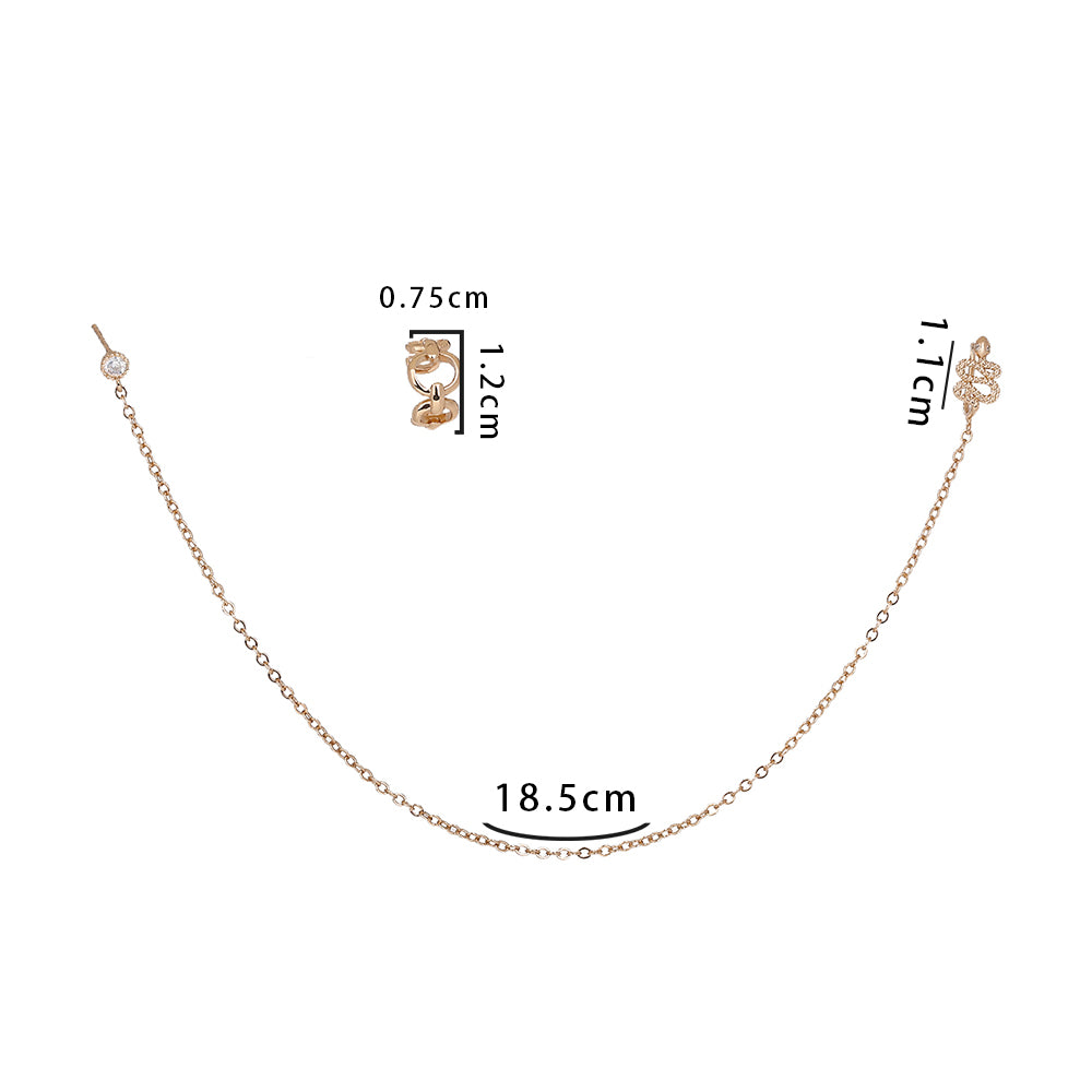 Personalized Earrings One-piece Pierced Nose Ring Chain, Retro Snake-shaped Nose Ring, Ring-shaped C-ear Clip Female Set Accessories