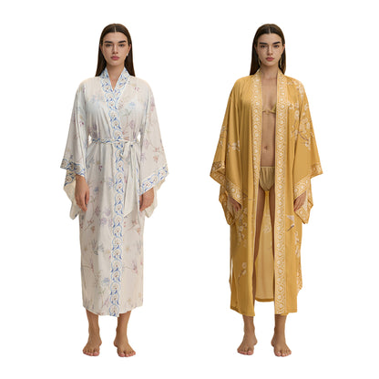 Printed Kimono Style Blouse Loose Fitting Cardigan Jacket For Women Tunic Top