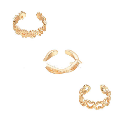 Trendy Holiday Style Beach Toe Set Ring 3-Piece Set