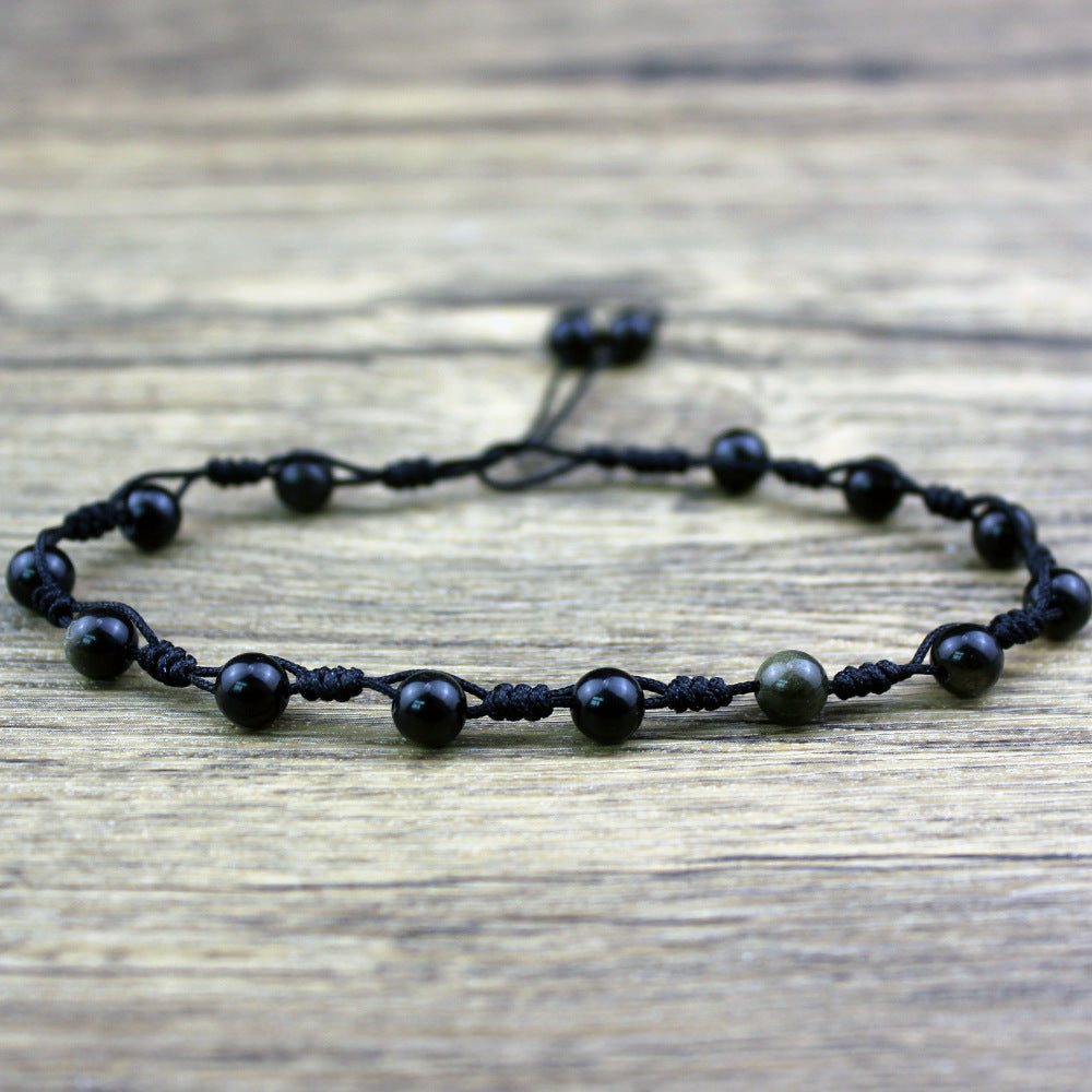 Hand-woven Natural Obsidian Anklet Protect Hope Anklet