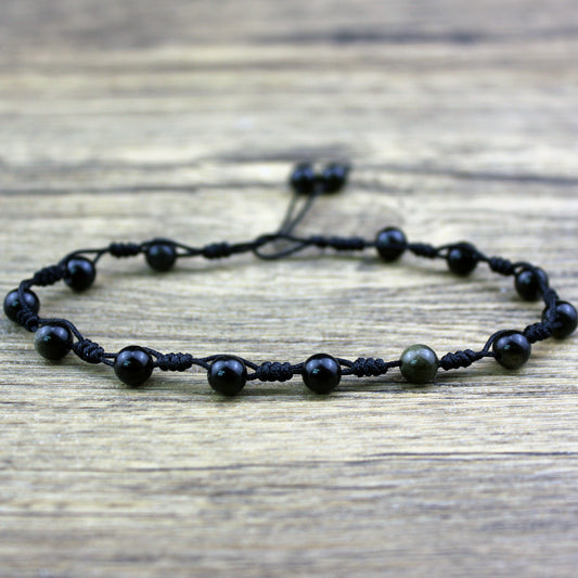 Hand-woven Natural Obsidian Anklet Protect Hope Anklet