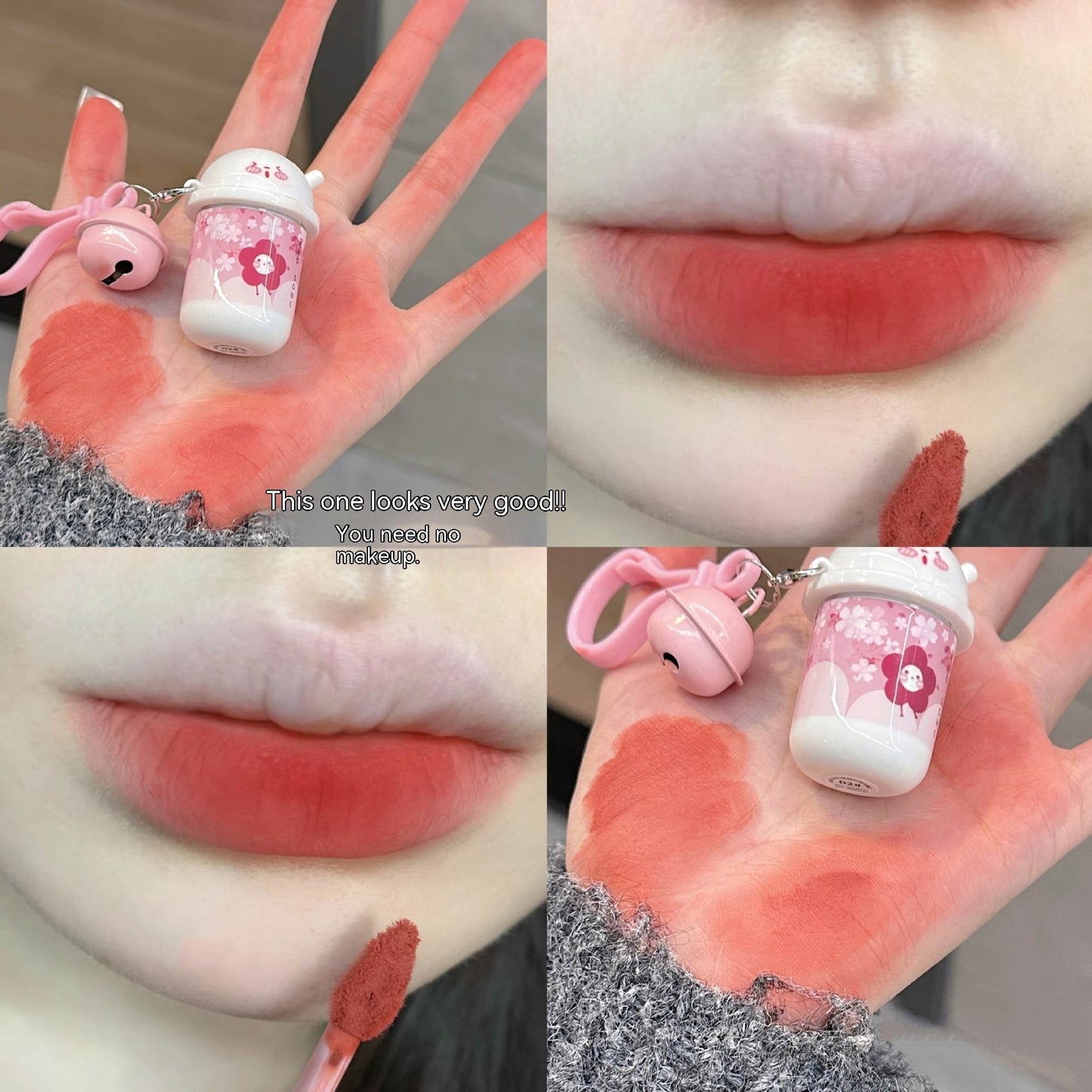 Keychain Lip Mud Milky Tea Cup Lip Lacquer One Room One Living Room Lipstick Low Protection And Gray Pink Student Party Cross-border Wholesale