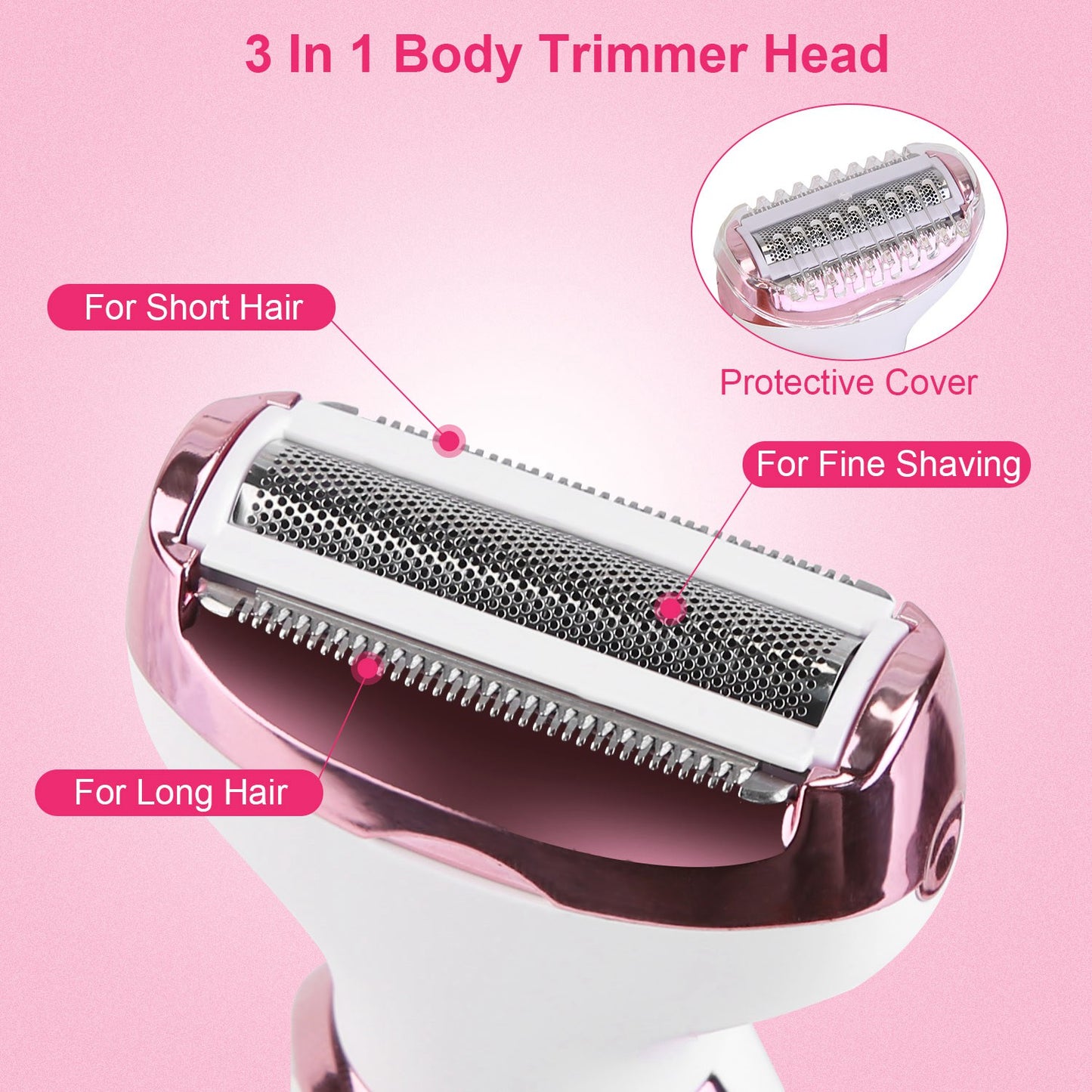 1Pc 4 In 1 Electric Razor For Women Summer Bikini Shaver Painless Grooming Kit Rechargeable Eyebrow Nose Hair Pubic Hair Bikini Trimmer Face Shaver