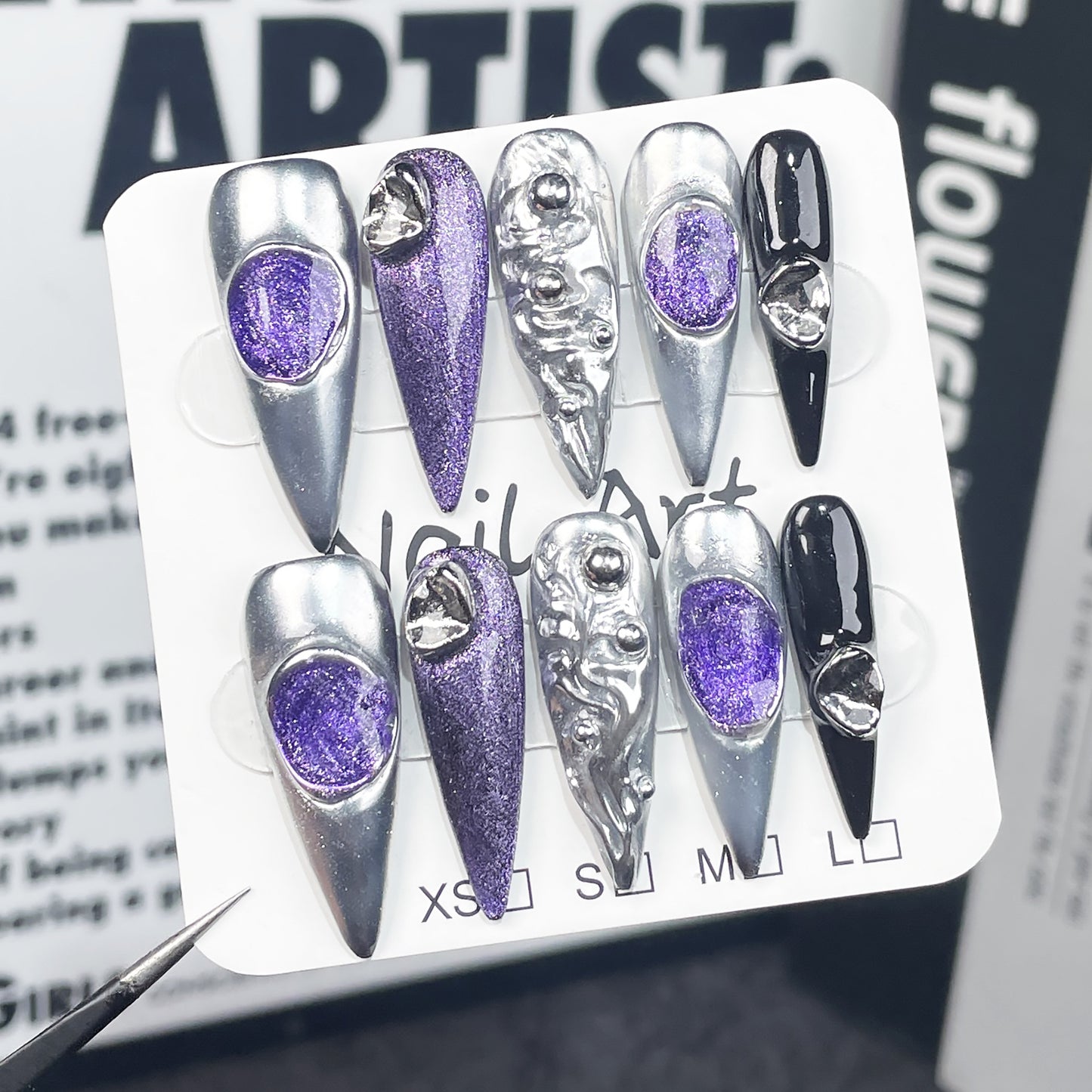 Sweet Cool Retro Style Nail Stickers Wearable Fake Nails