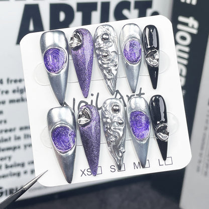 Sweet Cool Retro Style Nail Stickers Wearable Fake Nails
