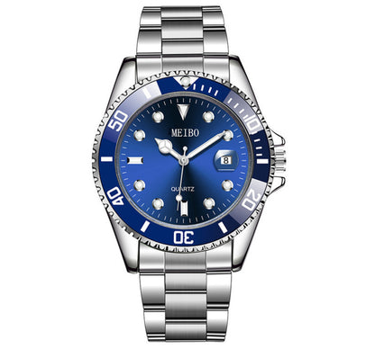 Magnifying Glass Calendar Mens Watch With A Steel Strap