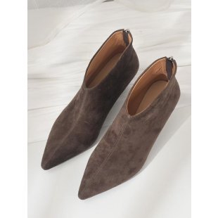 Short Boots French Pointed Toe Shaped Mid Heel Autumn And Winter Women
