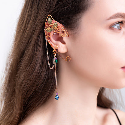 Long Tassel Non-piercing Ear Clip Elf Earrings Ear Hanging Women