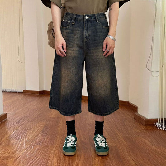 Retro Pear-Shaped Nostalgic Wide-Leg Denim Jeans For Women
