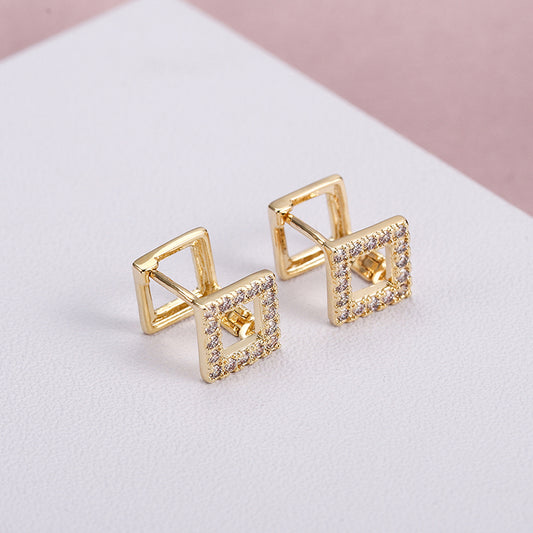 Bronze Earrings Trapezoid Geometric Earrings Metal Wind Earrings