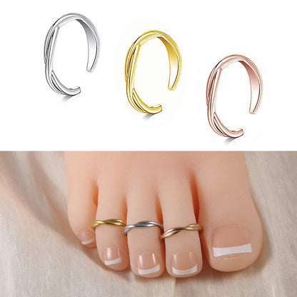 316 Stainless Steel Toe Ring With A Large Twisted Hemp Pattern