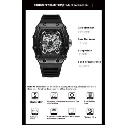 Large Dial Luminous Barrel-shaped Men's Watch