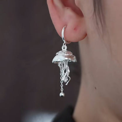 Jellyfish Tassel Stud Earrings Non-piercing Ear Clip