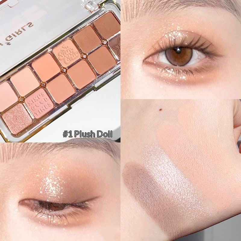 Mist Muse Twelve-Color Eyeshadow Palette Shimmer Sparkle Matte Highlight Contour Blush All-in-One Palette