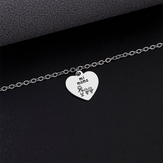 New Peach Heart Pendant Anklet Silver Stainless Steel Anklet