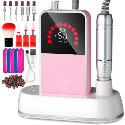 50000RPM Professional Electric Nail File Kit - Rechargeable Cordless Nail Drill For Acrylics Gel Nails, Portable E File Machine With 6 Bits For Home Salon Manicure Pedicure Care