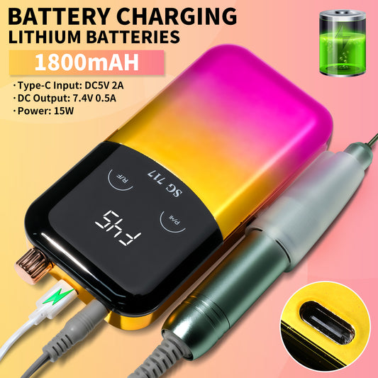 Professional Electric Nail Drill Machine Gradient - Solid Color, 45000RPM Portable Rechargeable Efile Nail Drill Cordless,Electric Nail File Kit For Women